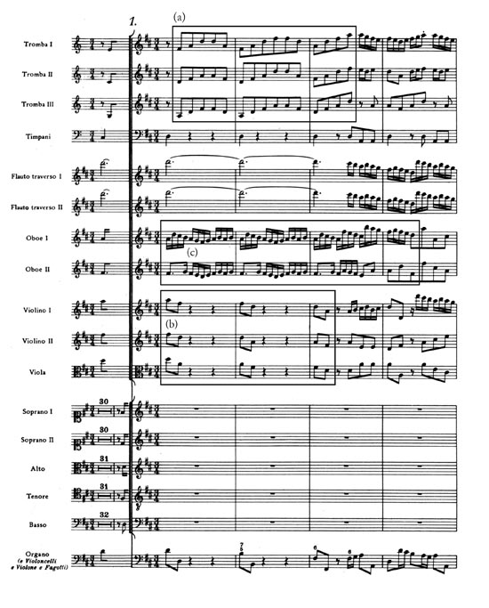 Bach Magnificat no. 1, mes. 1-4